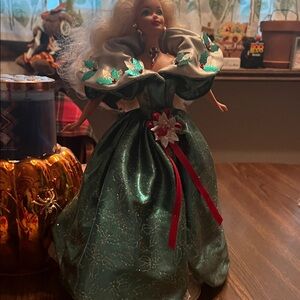 Elegant Green and Silver Doll Dress holiday Barbie NO Box